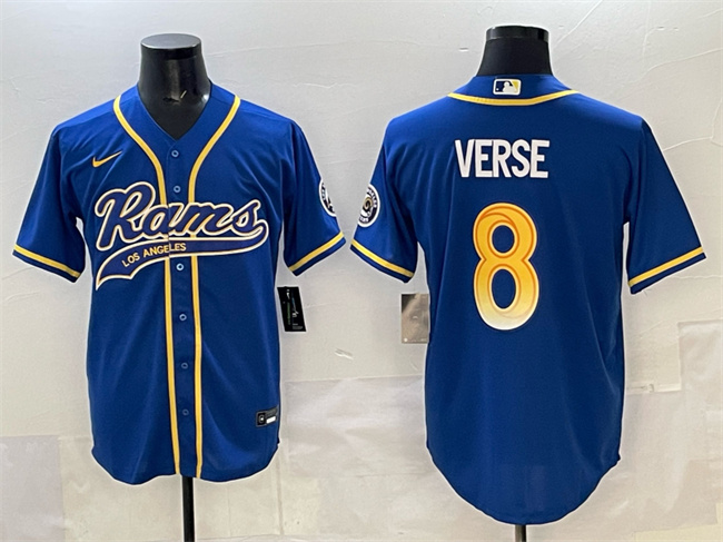 Men's Royal Los Angeles Rams #8 Jared Verse Cool Base Stitched Baseball Jersey